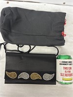 Black beaded clutch purse with storage bag