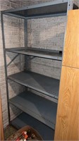 Metal shelf contents included in basement