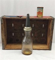 Pepsi Crate, Glass Quart Oil Bottle with Spout,