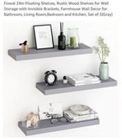 MSRP $28 Set 3 Grey Floating Shelves