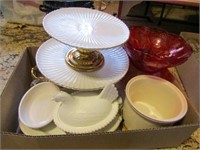 Glassware, decor, serving platters, bowls
