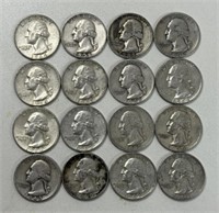 (16) WASHINGTON SILVER QUARTER PRE 1964