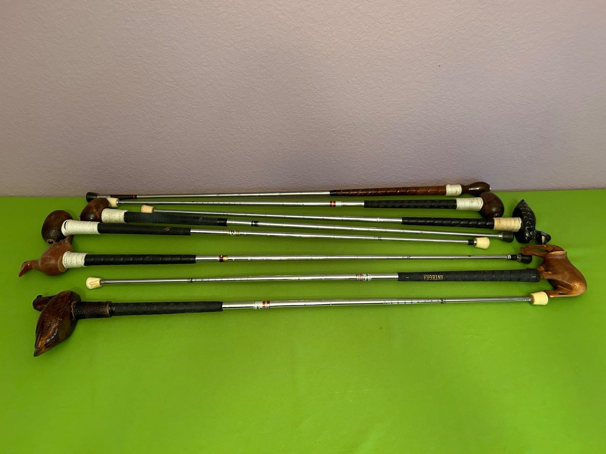 8 Assorted Revamped Golf Clubs w Wood Animals