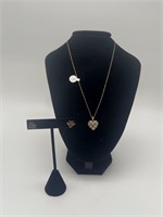 10k Gold Earrings and Necklace/Chain With Heart