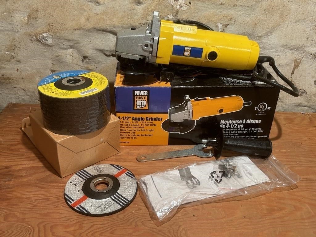 NOS Power Fist Angle Grinder and Wheels