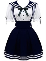 $13  Women's Navy Sailor School Uniform Dress Med