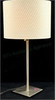 Brush Nickel Table Lamp W/ Woven Shade
