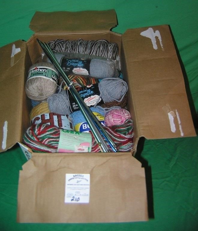 Large box of yarn and needles