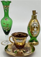 4pc Bohemian Decorated Glass