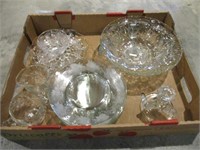 Box of Misc Crystal Plates, Bowls & Misc