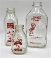 Shetler Family Dairy Glass Milk Bottles.