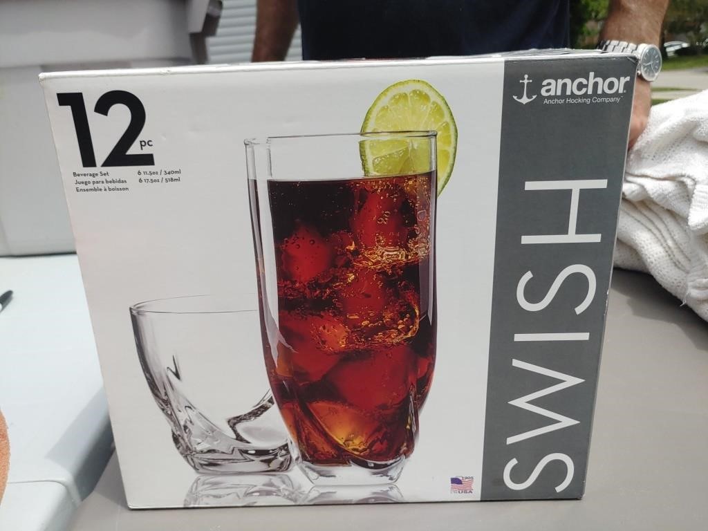 12 Pc. Set Of Swish Glasses New In Box