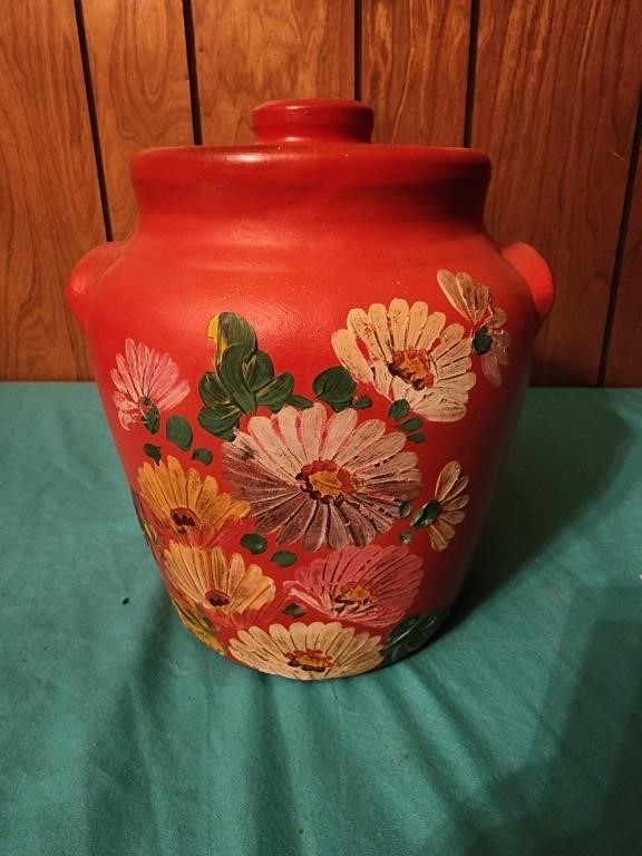 VINTAGE RANSBURG HANDPAINTED 9" tall COOKIE JAR