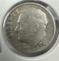 1954 Silver Roosevelt Dime