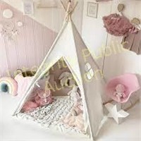 Tiny Land TeePee Tent For Kids 5’ White Canvas