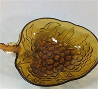 Vintage Indiana Amber Glass Grape Bowl
