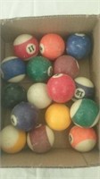 16 vintage billiard balls
