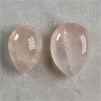 15 Ct Cabochon Rose Quartz Gemstones Pair of 2 Pcs