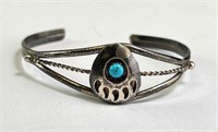 Vintage Sterling Native Turquoise Cuff 5 Grams
