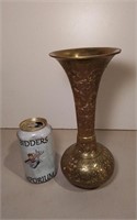 Heavy Large 9.5" Filigree Brass Vase