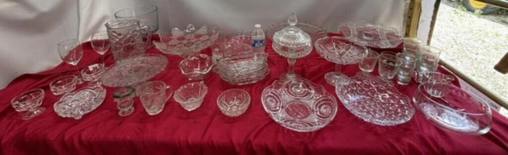 Table Full of Glassware, Clear, Cut, Etched. See