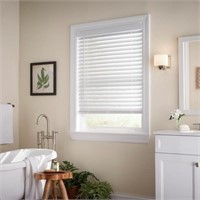 White Cordless Faux Wood Blinds for Windows with 2
