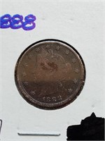 High Detailed 1888 V-Nickel