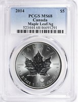 Canada 2014 Silver $5 Maple Leaf PCGS MS-68