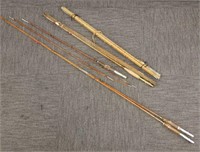 2 antique bamboo flyrods & misc. flyrod pieces