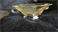 (2) Vintage Yellow Depression Footed Bowl w/