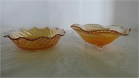 (2) Vintage Carnival Glass Bowls
