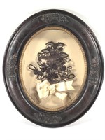 Framed Victorian Mourning, Hair Image 14"H