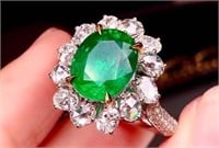 3.78ct Colombian Emerald Ring 18K Gold