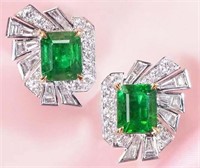 5.3ct Natural Emerald Drop Earrings 18K Gold