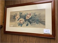 SIGNED FRAMED ROSES PICTURE