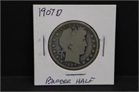 1907 D Silver Barber Half Dollar