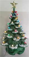 16" Green Glazed Ceramic Christmas Tree: Chipped