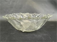 Indiana Clear Glass Embossed Wild Rose Salad Bowl