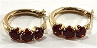 10K Gold & Garnet Stone Earrings