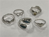 6x 925 Silver Rings