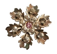 BEAUTIFUL VINTAGE SILVER CRYSTAL SNOWFLAKE BROOCH