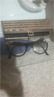 Eyeglass case with vintage eyeglasses