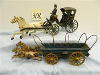 (2) Newer Cast Iron Horse Drawn - Carriage &