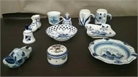 Box-Hand Painted Delft Holland Small Plates,