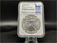 2016 Silver Eagle -MS70 First Day Issue in NGC Hol