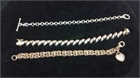Jewelry, three sterling puffed bracelets, marked
