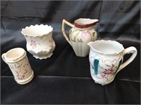 Set of antique 4 authentic ceramic mini tea