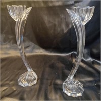 Unique Mikasa Clear Glass Tulip Candleholder 10"
