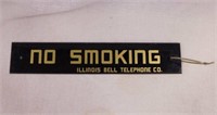 Illinois Bell Telephone lucite No Smoking sign,