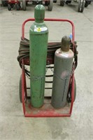 OXY-ACETELYNE TANK ON CART, INCLUDES HOSE, GAUGE,